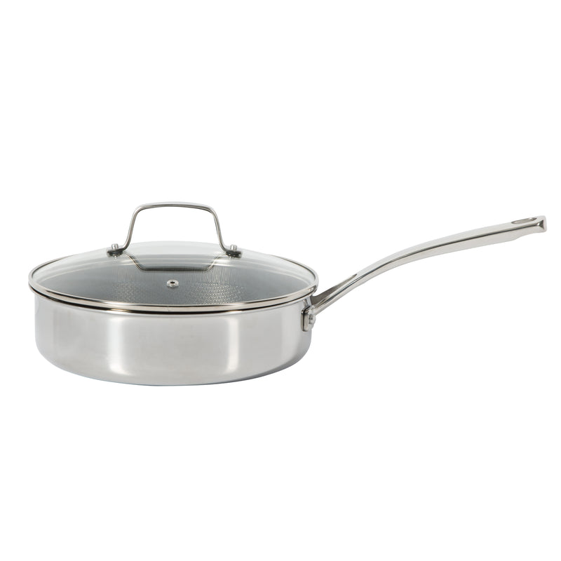 Martha Stewart Badgley 10pc Tri-Ply Stainless Steel Cookware Set - Etching Ceramic Non-Stick Interior - Stainless Steel Handle - Gift Box w/ Remailer
