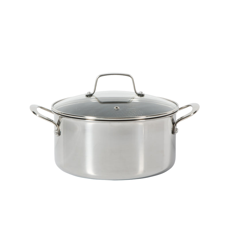 Martha Stewart Badgley 10pc Tri-Ply Stainless Steel Cookware Set - Etching Ceramic Non-Stick Interior - Stainless Steel Handle - Gift Box w/ Remailer