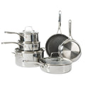 Martha Stewart Badgley 10pc Tri-Ply Stainless Steel Cookware Set - Etching Ceramic Non-Stick Interior - Stainless Steel Handle - Gift Box w/ Remailer