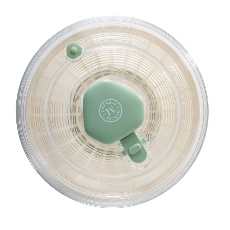 Martha Stewart Gulfwind 6 L / 6.3 qt Salad Spinner - White Color Basket - Blue Round Knob - PS/PP/ABS/TRP - GBX w/ RM