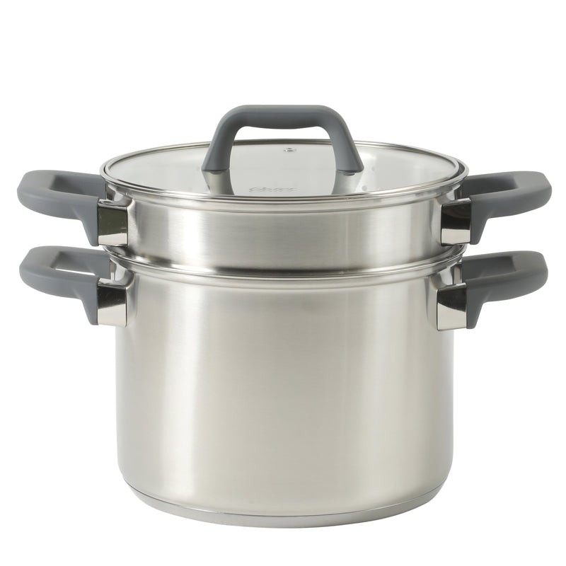 Oster Beauford 5qt Stainless Steel Stock Pot w/ Steamer & Deep Pasta Insert - Soft Touch Handle - Gift Box