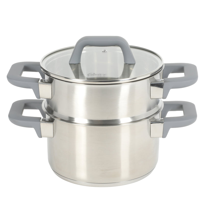 Oster Beauford 2.9qt Stainless Steel Steamer Set - Soft Touch Handle - Gift Box