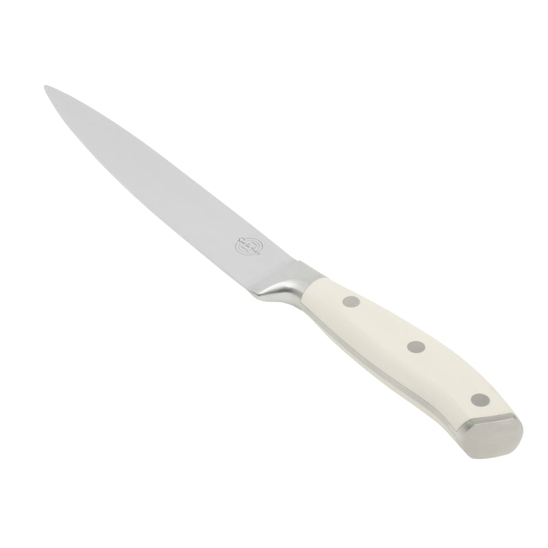 Sur La Table Kitchen Essentials Tasting Kitchen 8" Stainless Steel Slicer Knife - Eggshell - German Steel Blade - Color Plastic Handle - Clam Pack w/ Remailer