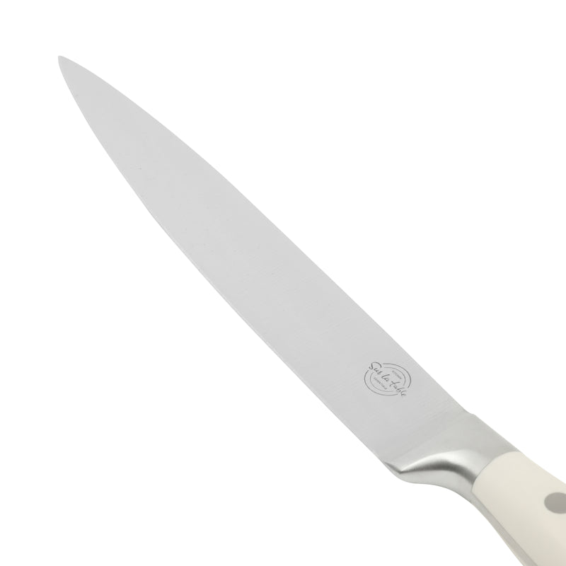 Sur La Table Kitchen Essentials Tasting Kitchen 8" Stainless Steel Slicer Knife - Eggshell - German Steel Blade - Color Plastic Handle - Clam Pack w/ Remailer