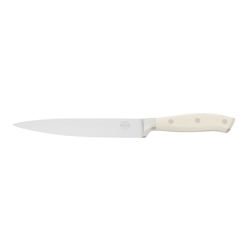 Sur La Table Kitchen Essentials Tasting Kitchen 8" Stainless Steel Slicer Knife - Eggshell - German Steel Blade - Color Plastic Handle - Clam Pack w/ Remailer