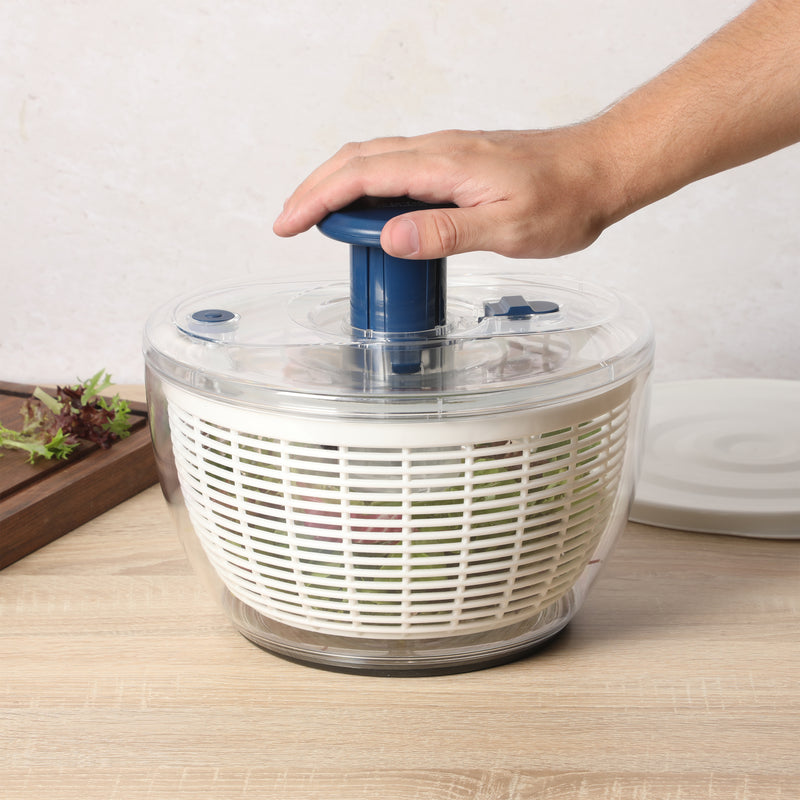 Sur La Table Kitchen Essentials 6.3 qt Salad Spinner - PS/PP/ABS/TRP - Stainless Steel - Gift Box