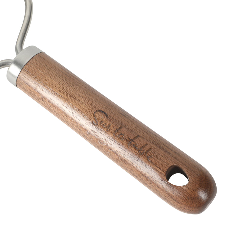 Sur La Table Kitchen Essentials Stainless Steel Flat Grater - Etched Stainless Steel Blade - Black Walnut WoodHandle - Tie Card