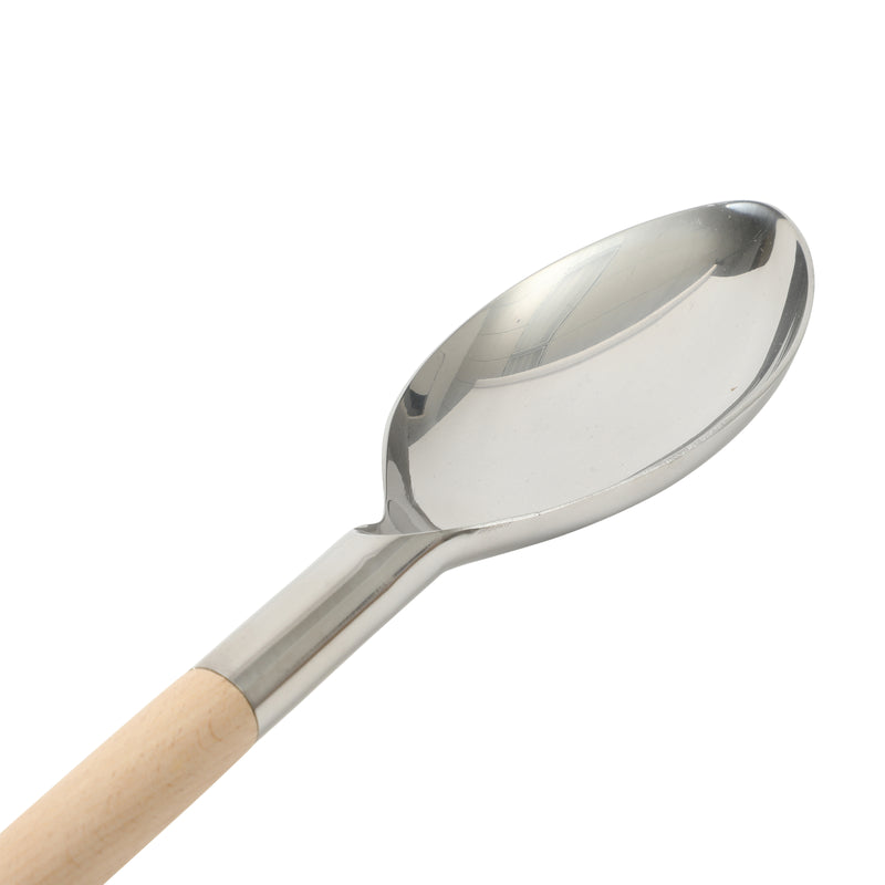Sur La Table Kitchen Essentials Spoon - Stainless Steel Head - Beech Wood Handle - Tie Card