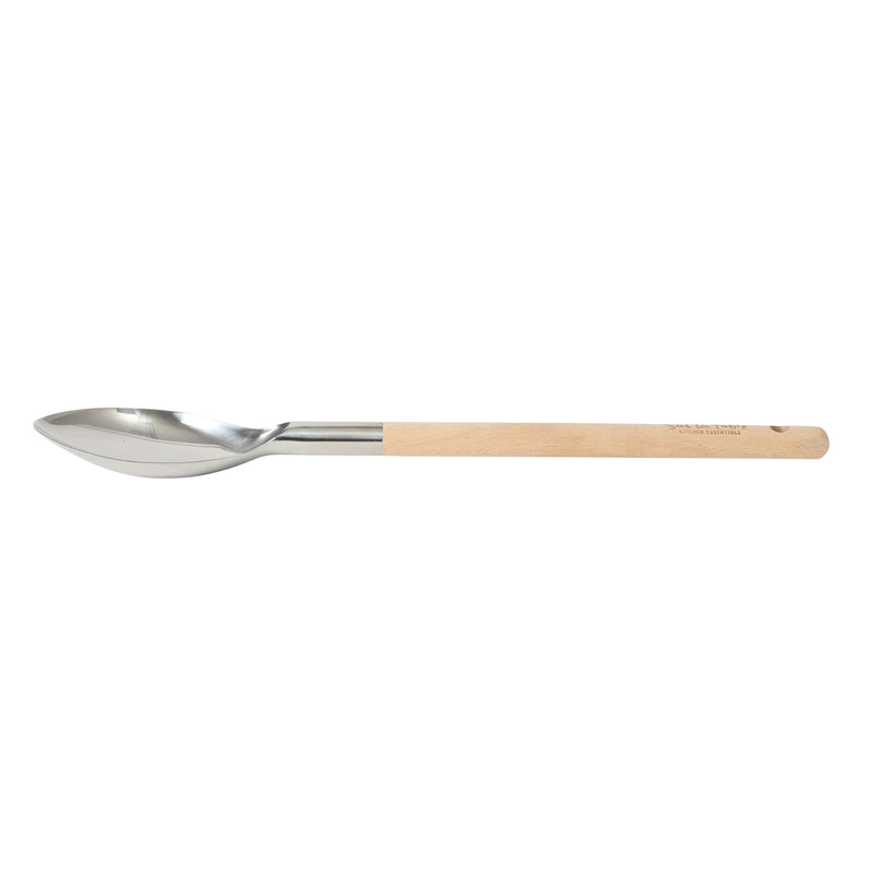 Sur La Table Kitchen Essentials Spoon - Stainless Steel Head - Beech Wood Handle - Tie Card