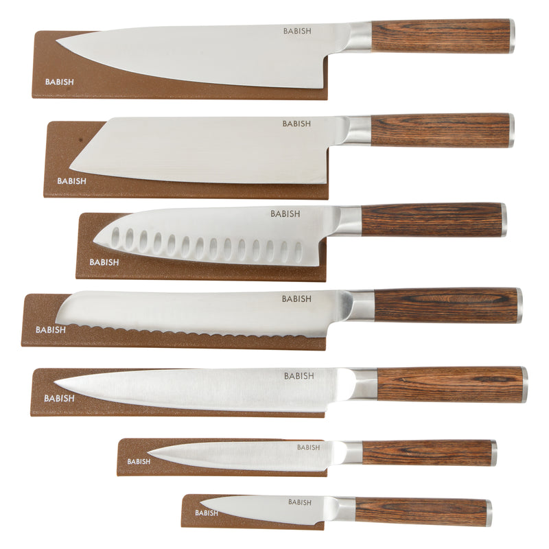 Babish 7 pc German Steel Cutlery Set w/ Sheaths - Gift Box w/ Remailer