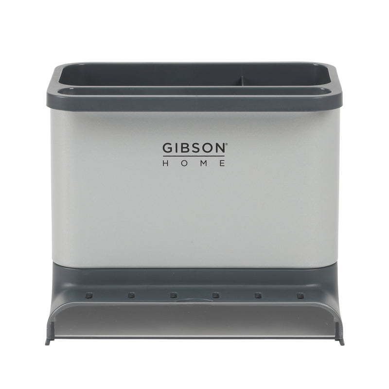 Gibson Home Ledgebrook - 7.2 IN L X 4.6 IN W X 6.1 IN H Sink Organizer - Grey - Galvanized Board w/ Powder Coat - Silk Logo Print - SS - Gift Boxw/ Remailer