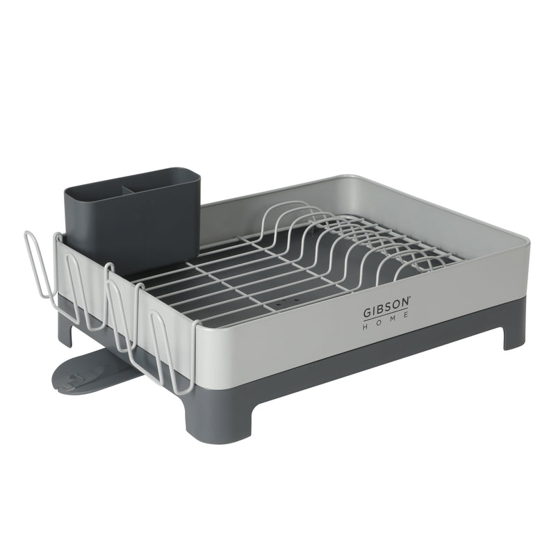 Gibson Home Stainless Steel - 16.3 in L (including the drip water 19.3in) Dish Rack - Galvanized Board w/ Powder Coat - Silk Logo Print - Color Sleeve w/ Remailer