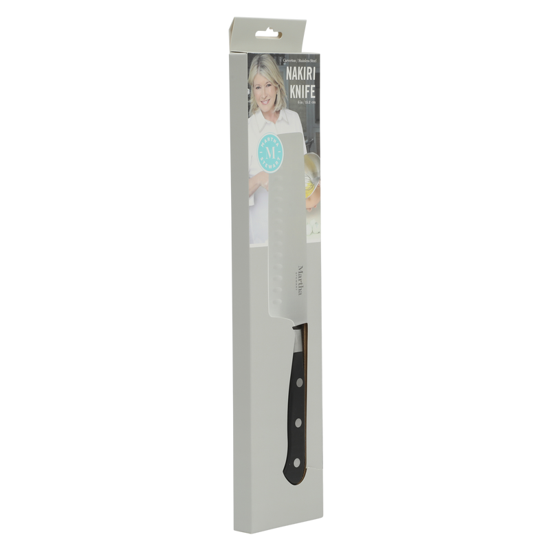 Martha Stewart Carverton 6" Stainless Steel Nakiri Knife - Black - Traditional Shape - ABS Forged Handle - Gift Box w/ Remailer