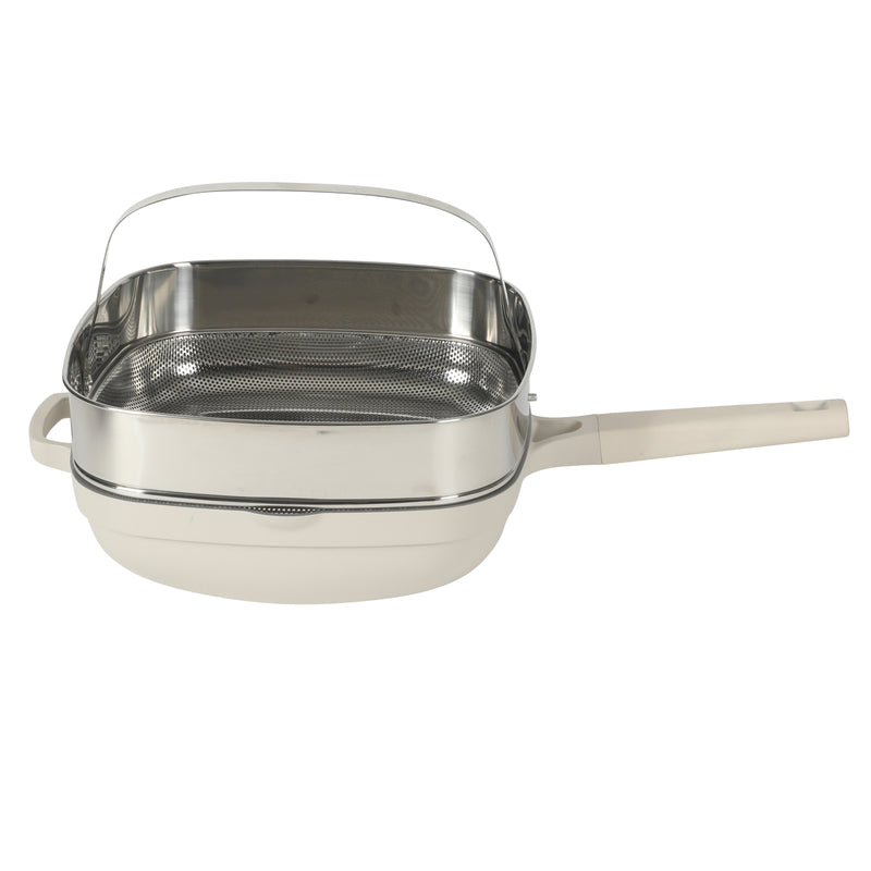 Crock-Pot Northvale 5.3qt Cast Aluminum Sauté Pan w/ Steamer & Lid - Square - Nonstick Ceramic Int - Induction - Soft Touch Handle - GBX