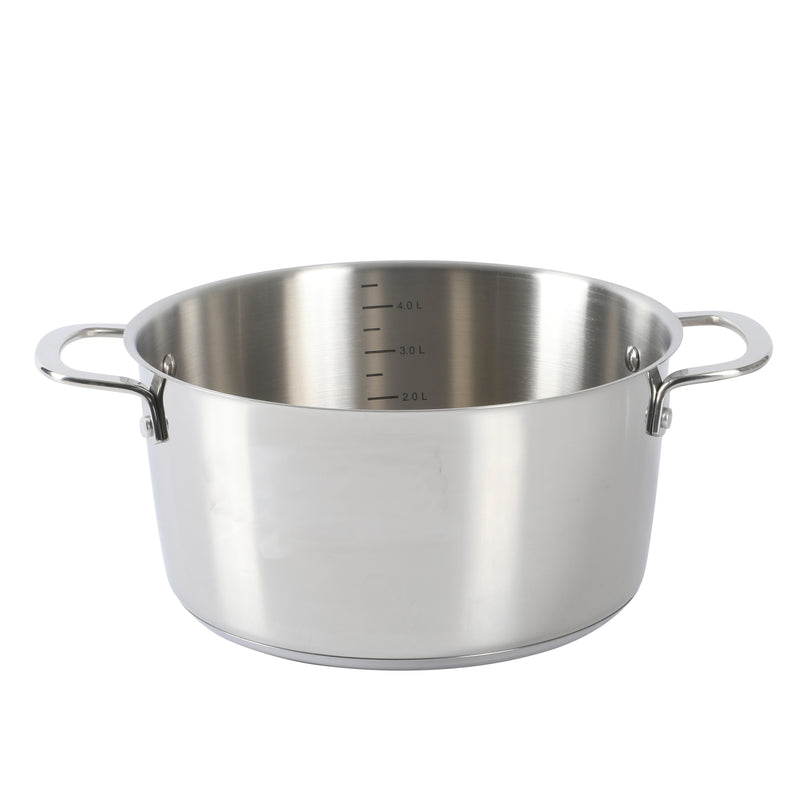 Sur la Table Kitchen Essentials Chef's Deck 10pc Stainless Steel Cookware Set - Polish Ext - Impact Bonded Base - SS Hollow Handle - GBX w/ Remailer