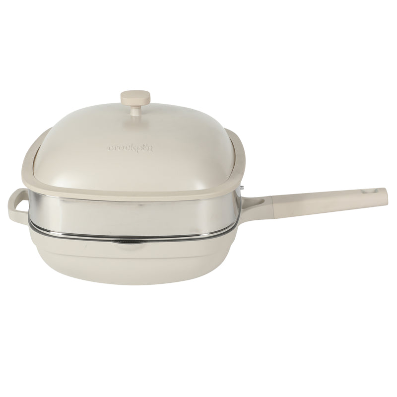 Crock-Pot Northvale 5.3qt Cast Aluminum Sauté Pan w/ Steamer & Lid - Square - Nonstick Ceramic Int - Induction - Soft Touch Handle - GBX
