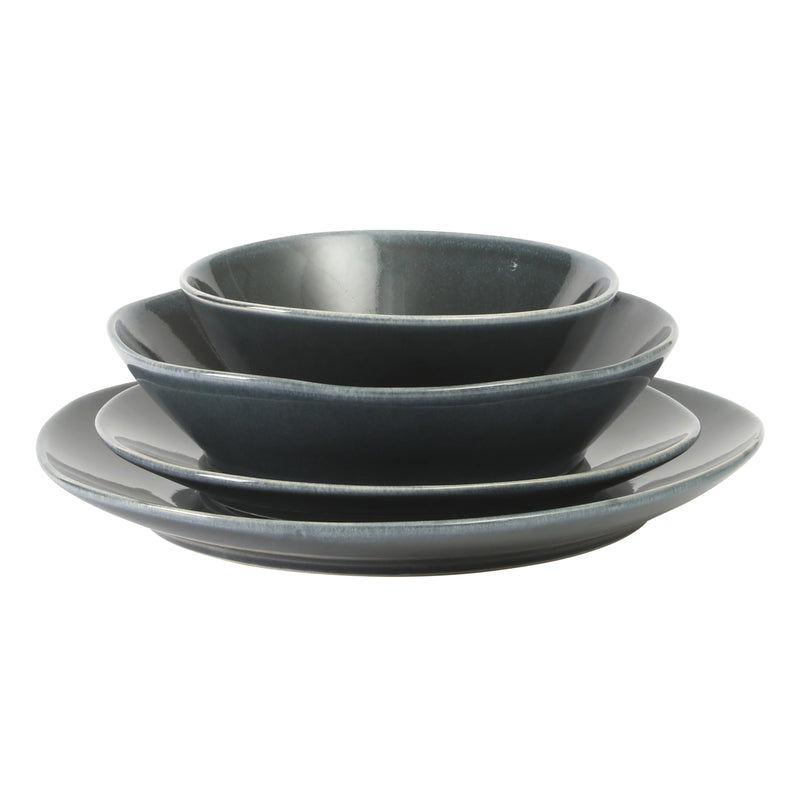 Bloomhouse Montecito Breeze 16pc Double Bowl Dinnerware Set - Reactive Glaze - Stoneware - Gift Box w/ Remailer