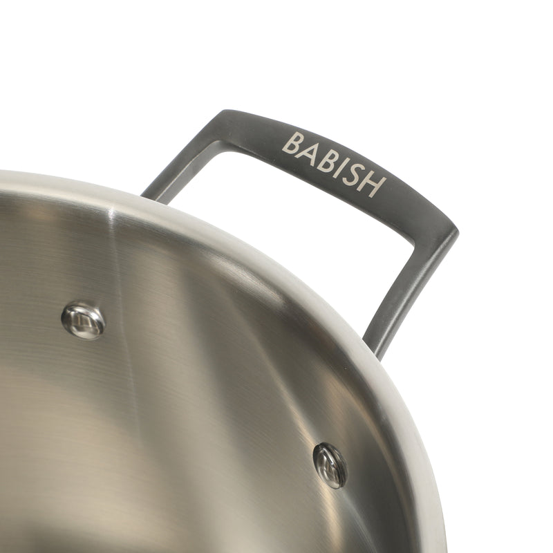 Babish 8qt Triply Stainless Steel Stockpot w/ Glass Lid & Black PVD Handle - Color Sleeve w/ Remailer