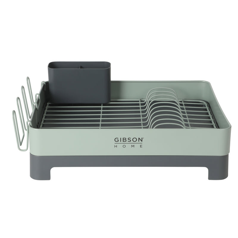 Gibson Home Stainless Steel - 16.3 in L (including the drip water 19.3in) Dish Rack - Galvanized Board w/ Powder Coat - Silk Logo Print - Color Sleeve w/ Remailer