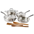 Babish 10 pc Tri-Ply Stainless Steel Cookware Set w/ Black PVD Handle & Kitchen Tools - Gift Box w/ Remailer