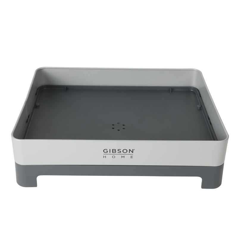 Gibson Home Stainless Steel - 16.3 in L (including the drip water 19.3in) Dish Rack - Galvanized Board w/ Powder Coat - Silk Logo Print - Color Sleeve w/ Remailer