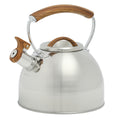 Hervidor de agua Mr. Coffee Fremont de acero inoxidable de 2 cuartos - Acabado metálico pulido - Mango con aspecto de madera - Caja de regalo con etiqueta colgante