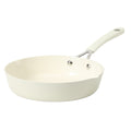 Martha Stewart 9.5" Heathland Aluminum Frying Pan - Linen - Taper Shape - Off White Ceramic Interior - Induction - Silicone Handle - Color Sleeve