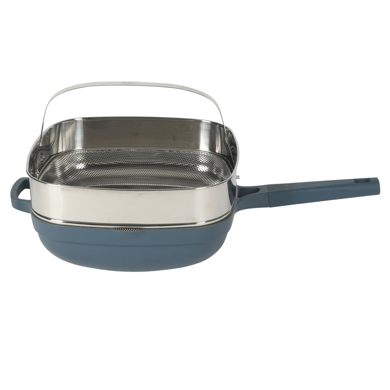 Crock-Pot Northvale 5.3qt Cast Aluminum Sauté Pan w/ Steamer & Lid - Square - Nonstick Ceramic Int - Induction - Soft Touch Handle - GBX