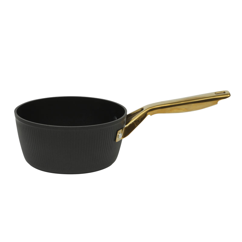 Oster Abbottsford 16pc Aluminum Cookware Combo Set - Matte Black Stripe - Nonstick - CD Bottom - Stainless Steel Handle - Gift Box