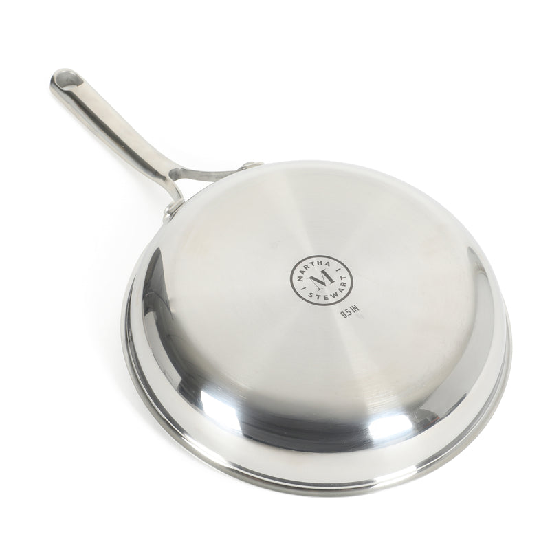 Martha Stewart Badgley 9.5" Tri-Ply Stainless Steel Etching Ceramic Non-Stick Fry Pan - Color Sleeve