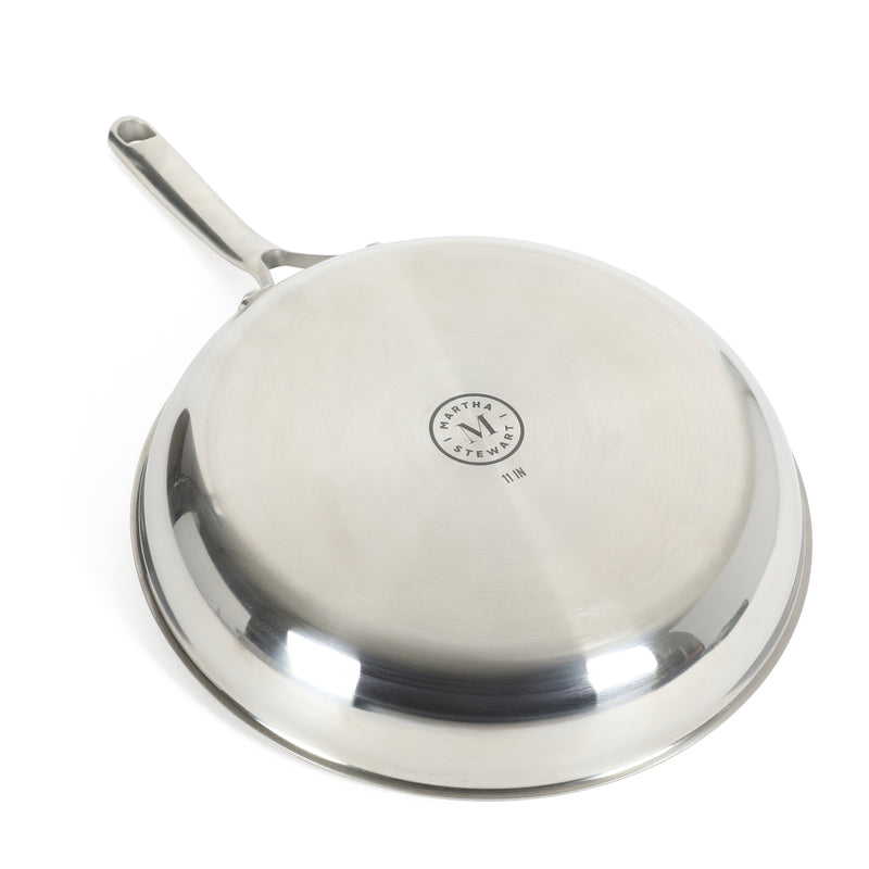 Martha Stewart Badgley 11" Tri-Ply Stainless Steel Etching Ceramic Non-Stick Fry Pan - Color Sleeve