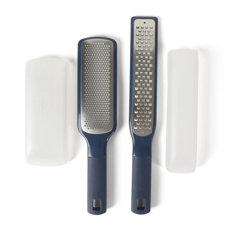Calphalon Prime  2 pc Stainless Steel Long & Short Grater Set w/ Covers - Open Stock w/ Tie Card