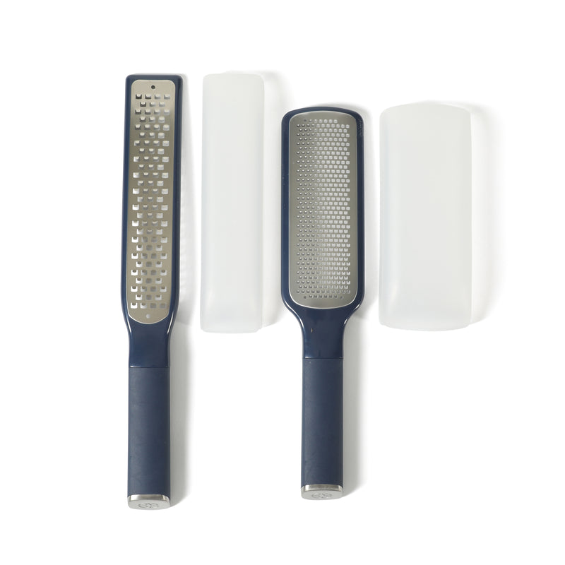 Calphalon Edge - 2 pc Stainless Steel Head Long & Short Graters w/ Cover - Open Stock w/ Tie Card