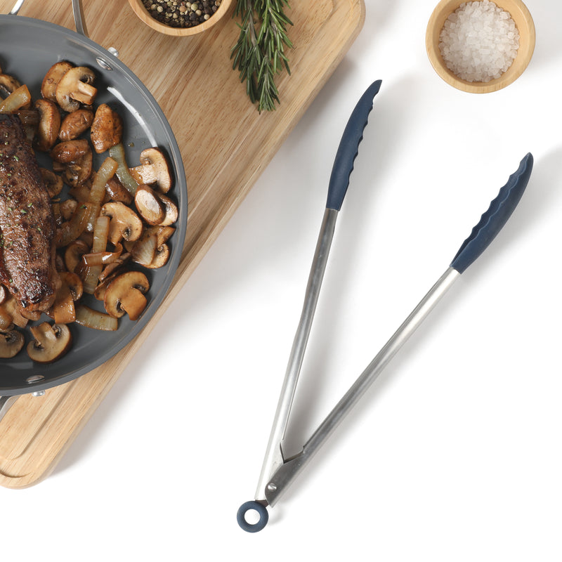 Calphalon Edge Stainless Steel / Silicone HeadFood Tongs - Open Stock w/ Tie Card