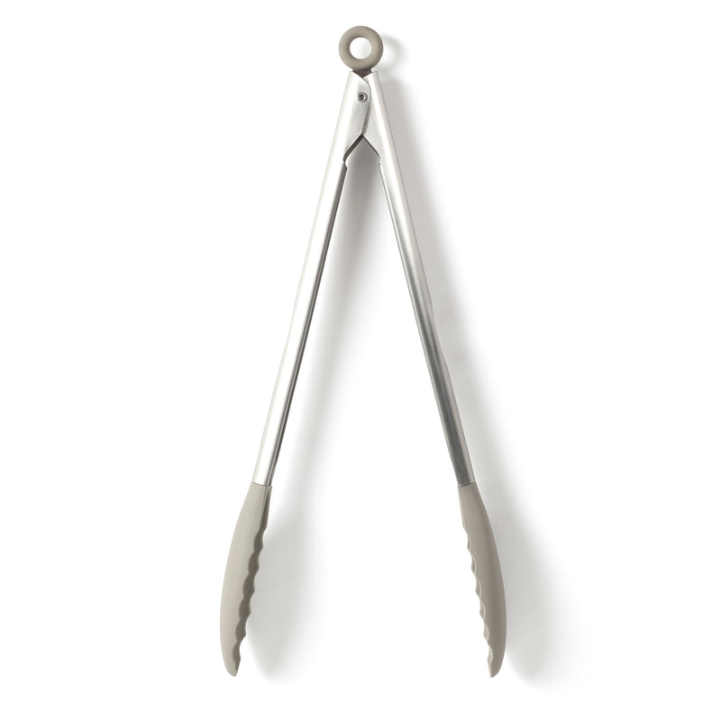 Calphalon Edge Stainless Steel / Silicone HeadFood Tongs - Open Stock w/ Tie Card (Taupe)