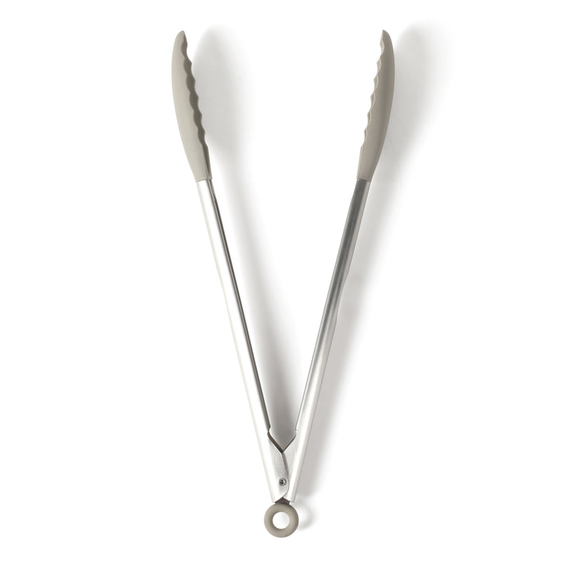 Calphalon Edge Stainless Steel / Silicone HeadFood Tongs - Open Stock w/ Tie Card (Taupe)