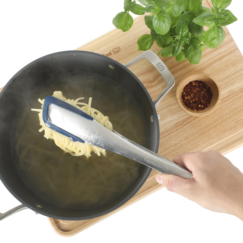 Calphalon Prime Stainless Steel Stand Alone Tongs w/ Inside Silicone Head - Navy - Open Stock w/ Tie Card