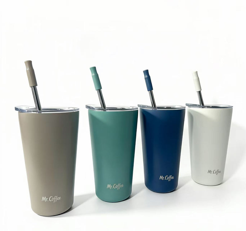 Mr. Coffee Java Quest 23oz Double Wall Stainless Steel Tumbler w/ Stainless Steel Straw - Open Stock w/ UPC Label