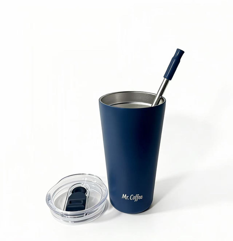 Mr. Coffee Java Quest 23oz Double Wall Stainless Steel Tumbler w/ Stainless Steel Straw - Open Stock w/ UPC Label