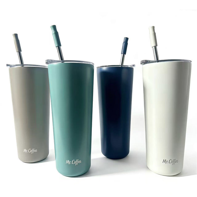 Mr. Coffee Java Quest 16oz Double Wall Stainless Steel Tumbler w/ Stainless Steel Straw - Open Stock w/ UPC Label