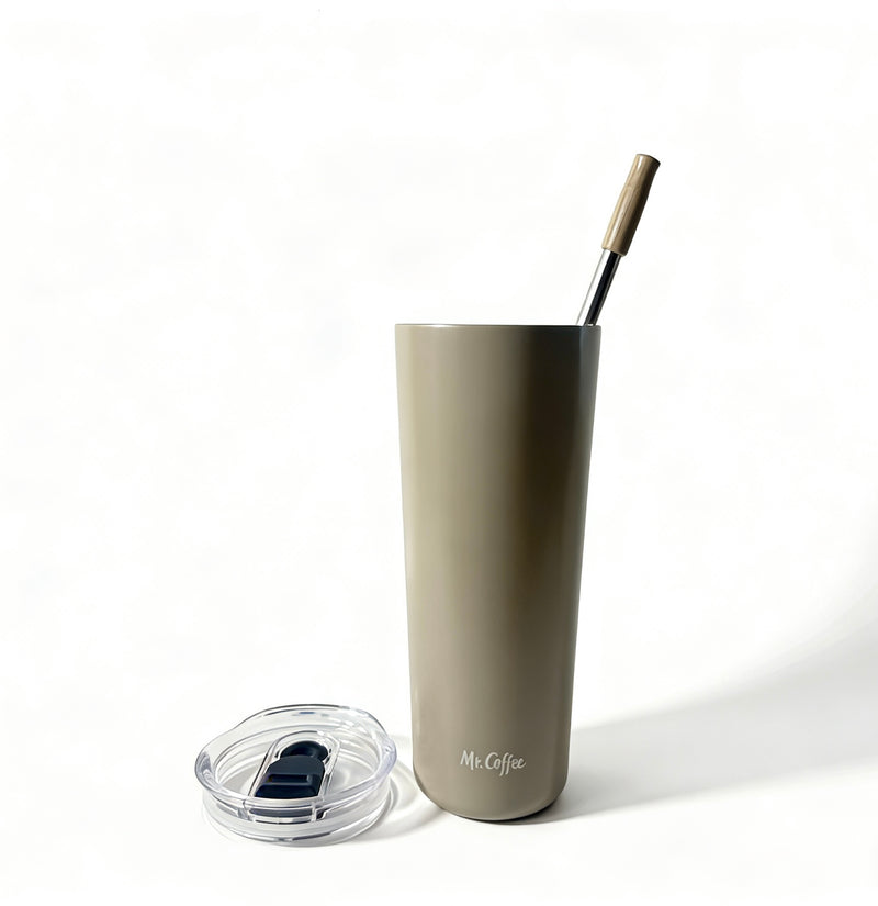 Mr. Coffee Java Quest 16oz Double Wall Stainless Steel Tumbler w/ Stainless Steel Straw - Open Stock w/ UPC Label