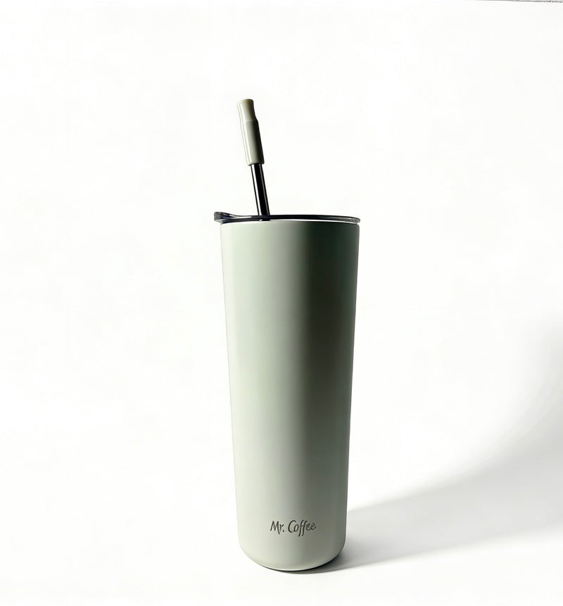 Mr. Coffee Java Quest 16oz Double Wall Stainless Steel Tumbler w/ Stainless Steel Straw - Open Stock w/ UPC Label