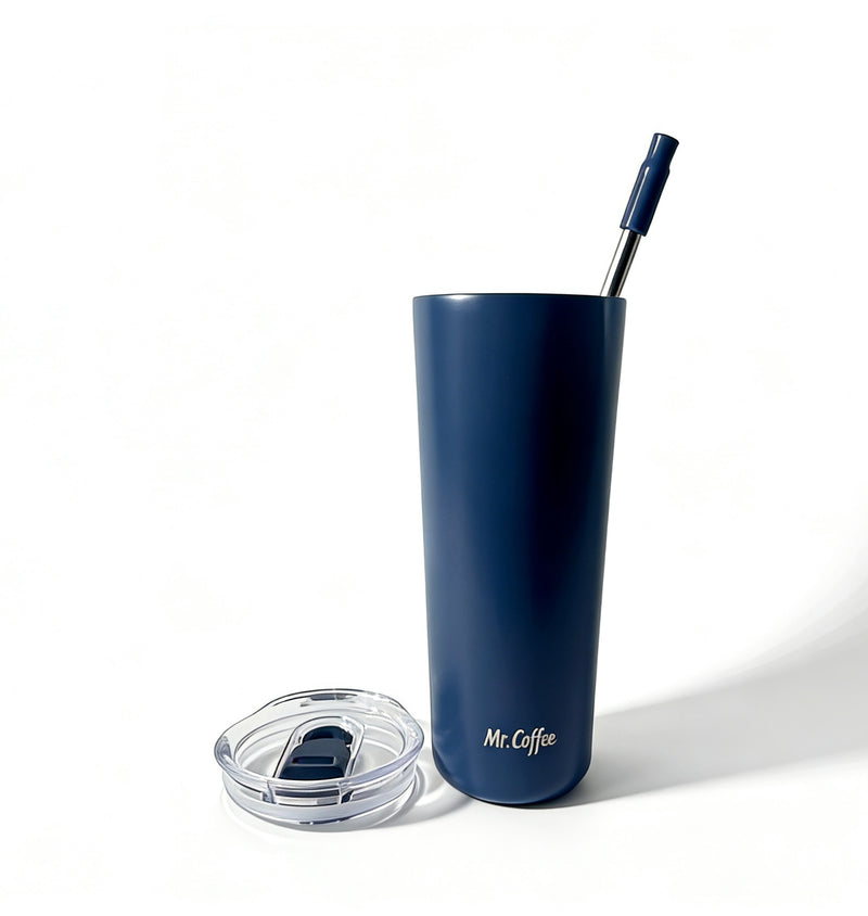 Mr. Coffee Java Quest 16oz Double Wall Stainless Steel Tumbler w/ Stainless Steel Straw - Open Stock w/ UPC Label