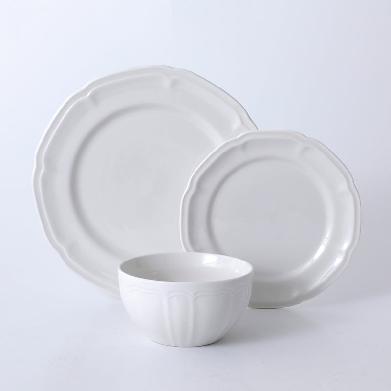 Gibson Home Willow Dove 12 pc Embossed Porcelain Dinnerware Set - Gift Box
