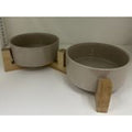 Gibson Home Zoomie Bites 2 pc 5.5" Solid Color Stoneware Pet Bowls w/ Acacia Wood Stand - Open Stock w/ UPC Label