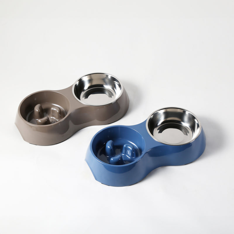 Gibson home Curious Canines 12.75" Melamine Slow Feeder w/ 6.75"Stainless Steel Pet Bowl Insert - Open Stock w/ Color Label