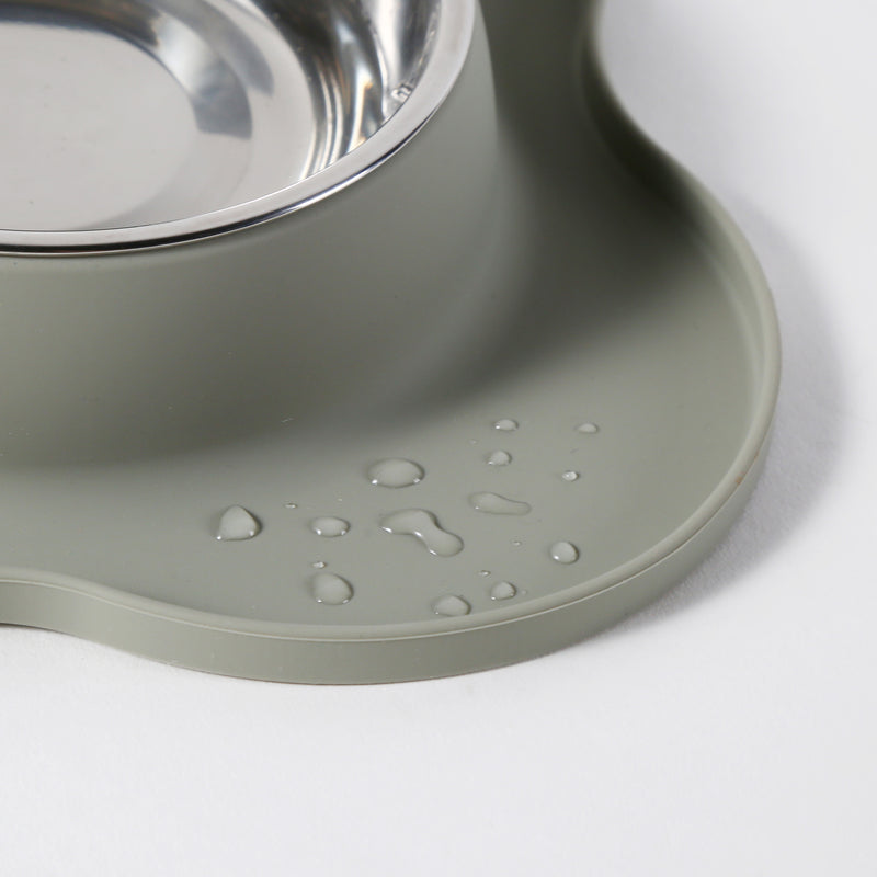 Gibson Home Curious Canines 2 pc 16" Stainless Steel Bowl & Silicone Slow Feeder On Silicone Mat - Open Stock w/ Color Sleeve