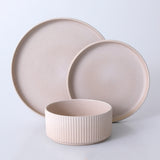 Gibson Elite Townscape 12 pc Reactive Glaze Stoneware Stackable Dinnerware Set - Gift Box w/ Remailer