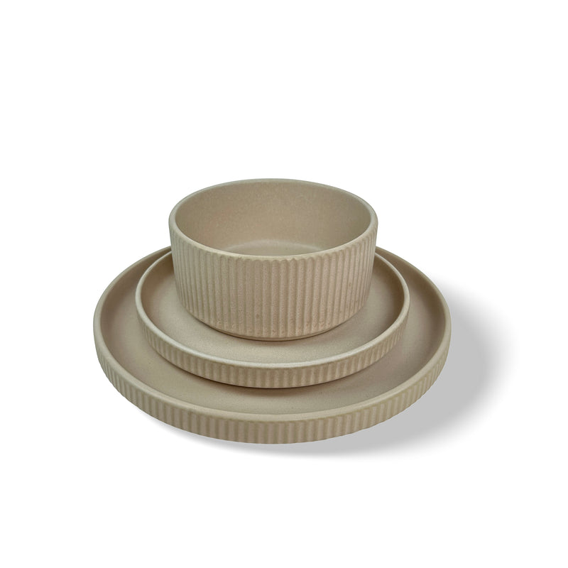 Gibson Elite Townscape 12 pc Reactive Glaze Stoneware Stackable Dinnerware Set - Gift Box w/ Remailer