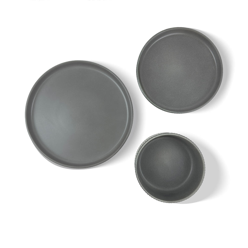 Gibson Elite Townscape 12 pc Reactive Glaze Stoneware Stackable Dinnerware Set - Gift Box w/ Remailer